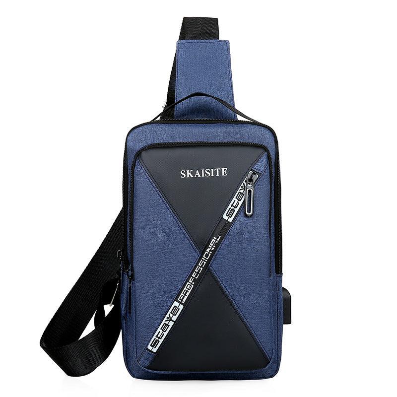 Men's Contrast Chest Bag Large Capacity Crossbody Bag Business Casual Travel