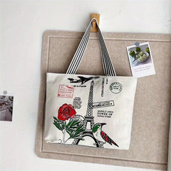 Portable Printed Canvas Tote Bag Handbag Casual Shopping Bag