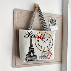 Portable Printed Canvas Tote Bag Handbag Casual Shopping Bag