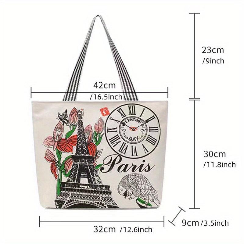 Portable Printed Canvas Tote Bag Handbag Casual Shopping Bag