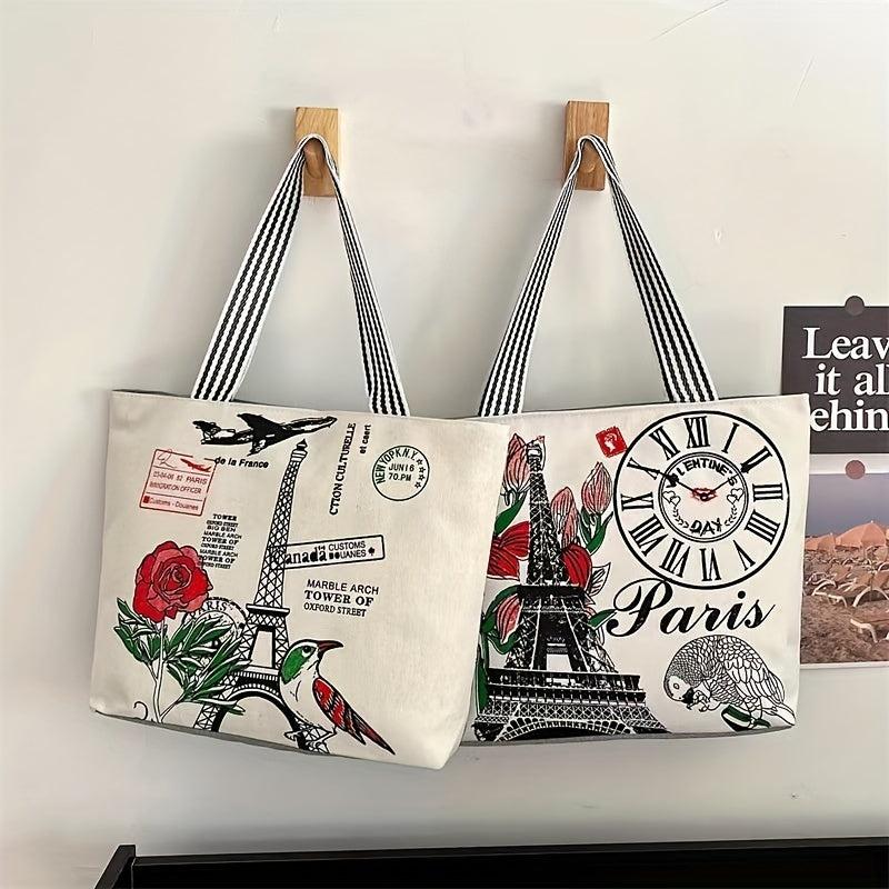 Portable Printed Canvas Tote Bag Handbag Casual Shopping Bag