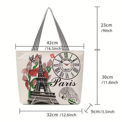 Portable Printed Canvas Tote Bag Handbag Casual Shopping Bag