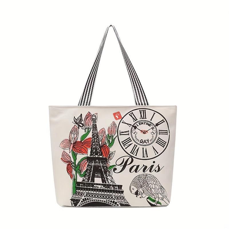 Portable Printed Canvas Tote Bag Handbag Casual Shopping Bag