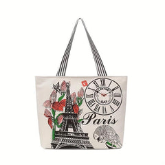 Portable Printed Canvas Tote Bag Handbag Casual Shopping Bag