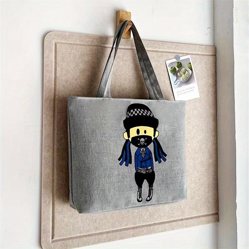 Portable Printed Canvas Tote Bag Handbag Casual Shopping Bag