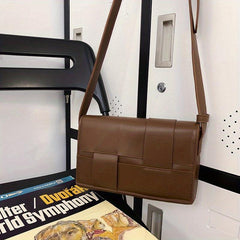 WEIXIER Casual PU Leather Shoulder Bag Weaving Reinforced Crossbody Bag