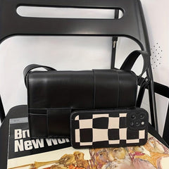 WEIXIER Casual PU Leather Shoulder Bag Weaving Reinforced Crossbody Bag