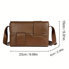 WEIXIER Casual PU Leather Shoulder Bag Weaving Reinforced Crossbody Bag