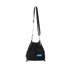 Mini Bucket Bag with Letter Patch Drawstring, Light Bunch Mouth