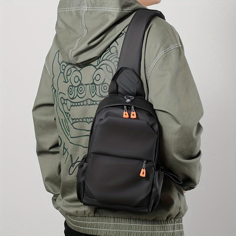 Men's Chest Bag with Earphone Hole Travel Work Sling Bag