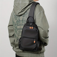 Men's Chest Bag with Earphone Hole Travel Work Sling Bag