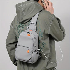 Men's Chest Bag with Earphone Hole Travel Work Sling Bag