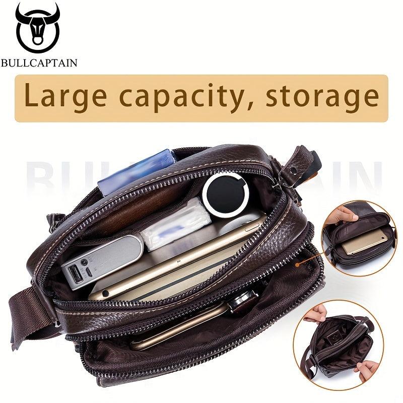 BULLCAPTAIN Large Capacity Leather Crossbody Bag