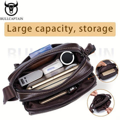 BULLCAPTAIN Large Capacity Leather Crossbody Bag