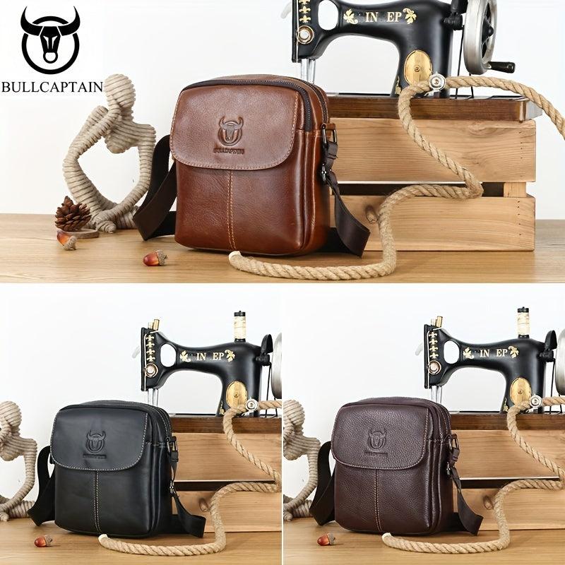 BULLCAPTAIN Large Capacity Leather Crossbody Bag