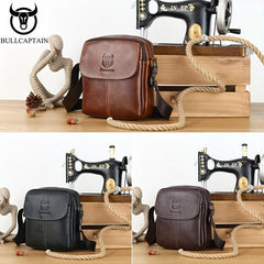 BULLCAPTAIN Large Capacity Leather Crossbody Bag