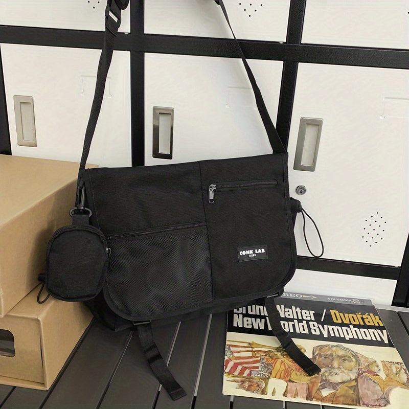 Nylon Letter Patch Square Bag Charm Shoulder Bag