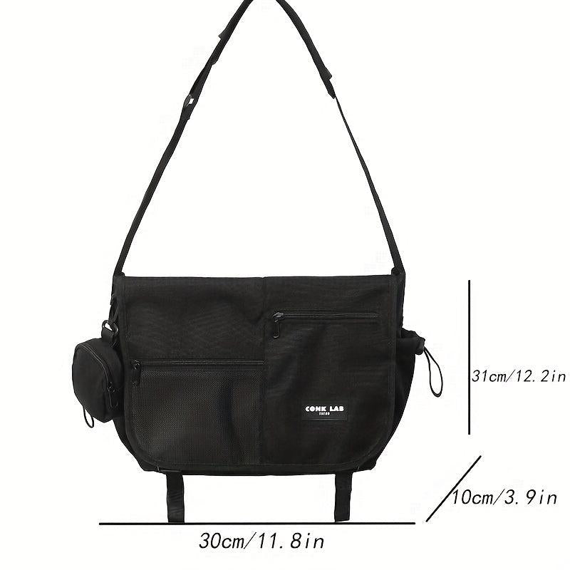 Nylon Letter Patch Square Bag Charm Shoulder Bag