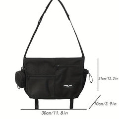 Nylon Letter Patch Square Bag Charm Shoulder Bag