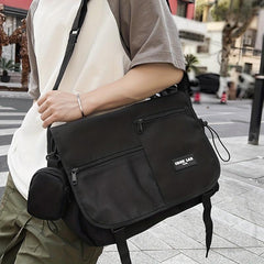Nylon Letter Patch Square Bag Charm Shoulder Bag