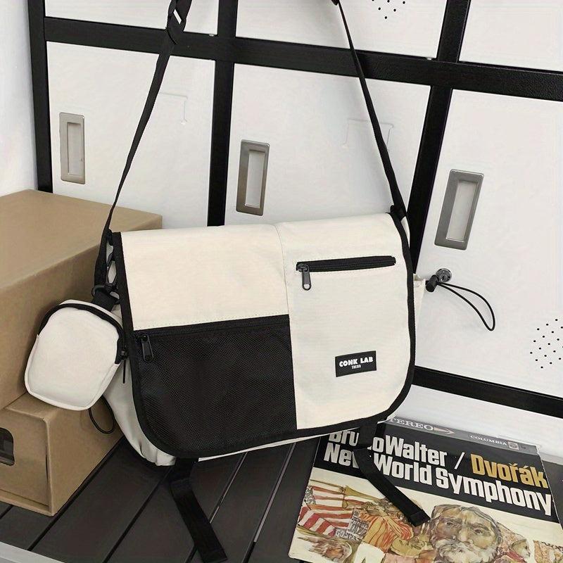Nylon Letter Patch Square Bag Charm Shoulder Bag