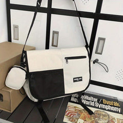 Nylon Letter Patch Square Bag Charm Shoulder Bag