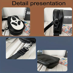 Men's Ghost Pattern Leather Shoulder Bag Crossbody Bag Casual Bag For Vacation