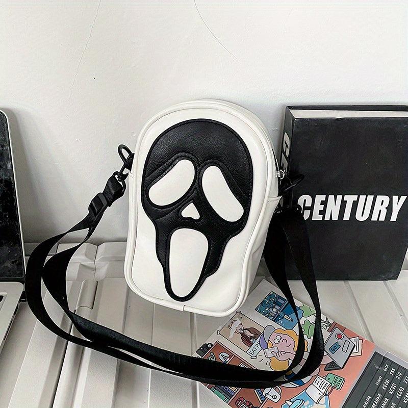 Men's Ghost Pattern Leather Shoulder Bag Crossbody Bag Casual Bag For Vacation