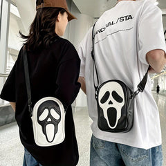 Men's Ghost Pattern Leather Shoulder Bag Crossbody Bag Casual Bag For Vacation