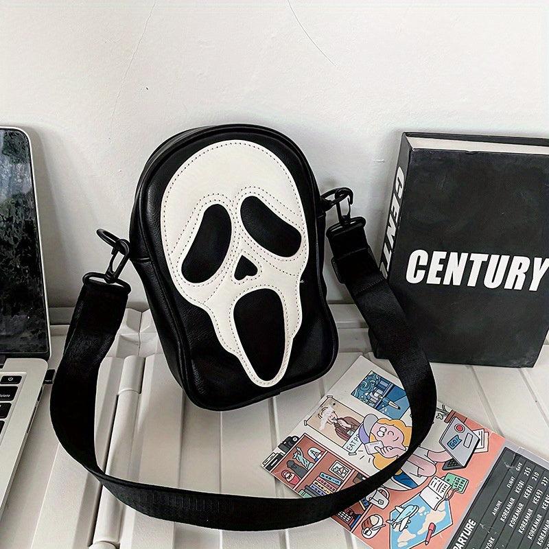 Men's Ghost Pattern Leather Shoulder Bag Crossbody Bag Casual Bag For Vacation