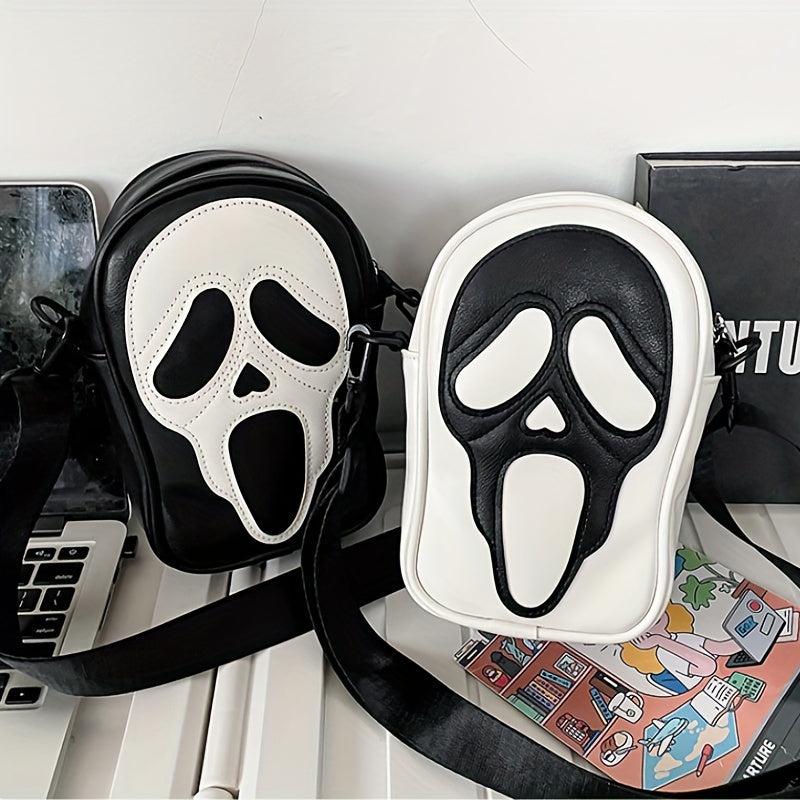 Funny Ghost Skull Crossbody Bag Student Commuter Single Shoulder Phone Holder