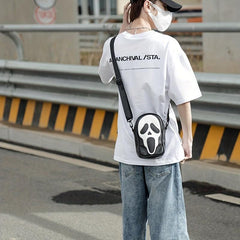 Funny Ghost Skull Crossbody Bag Student Commuter Single Shoulder Phone Holder