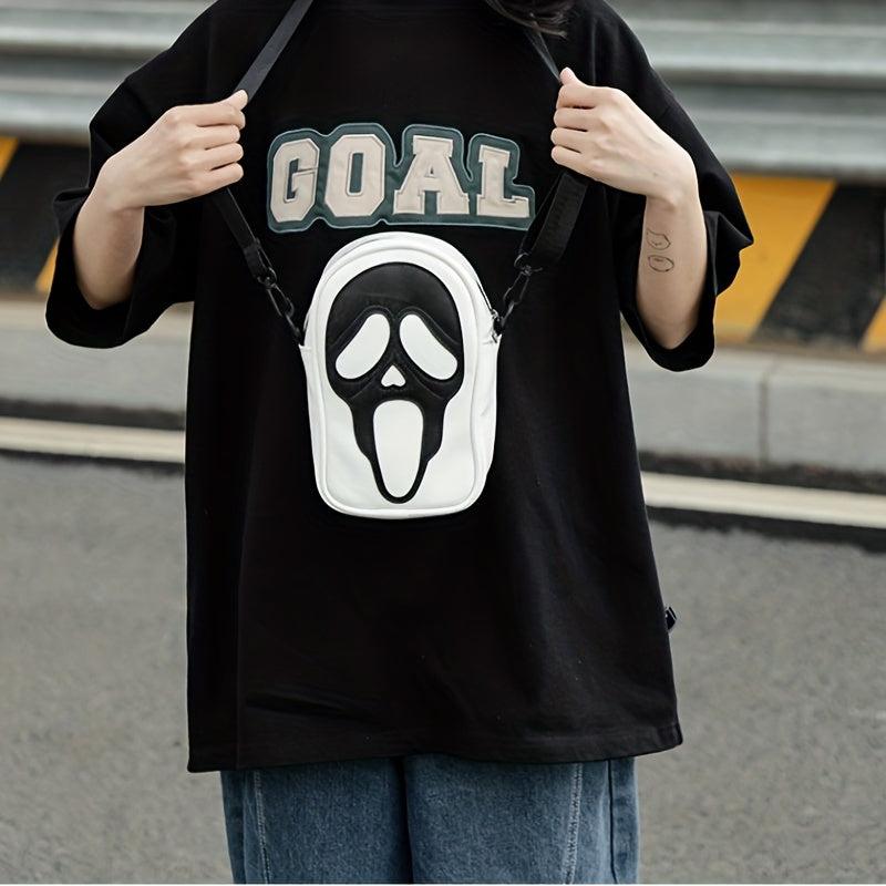 Funny Ghost Skull Crossbody Bag Student Commuter Single Shoulder Phone Holder
