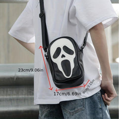 Funny Ghost Skull Crossbody Bag Student Commuter Single Shoulder Phone Holder