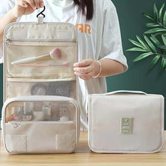 Portable Travel Cosmetic Bag with Hook Large Capacity Storage