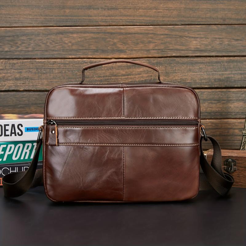 Men's Leather Shoulder Bag Vertical Business Casual Bag