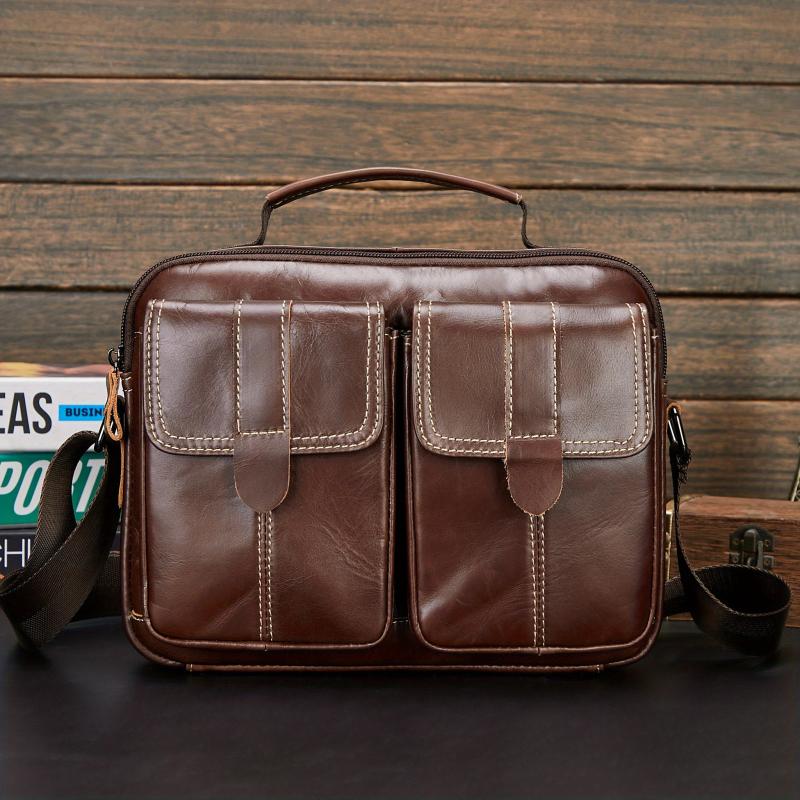 Men's Leather Shoulder Bag Vertical Business Casual Bag