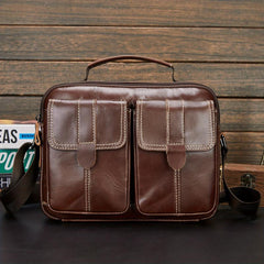 Men's Leather Shoulder Bag Vertical Business Casual Bag