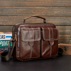 Men's Leather Shoulder Bag Vertical Business Casual Bag