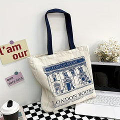 Vintage Retro London Bookstore Canvas Sling Bag
