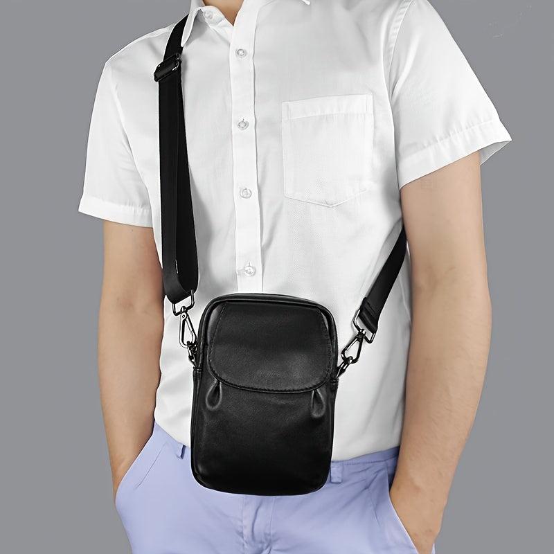 Men's Leather Crossbody Bag Mini Man Purse Small Side Bag For Men