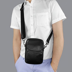 Men's Leather Crossbody Bag Mini Man Purse Small Side Bag For Men