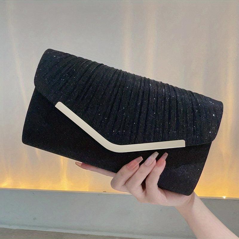Glitter Envelope Clutch Purse Ruched Evening Bag for Wedding Prom