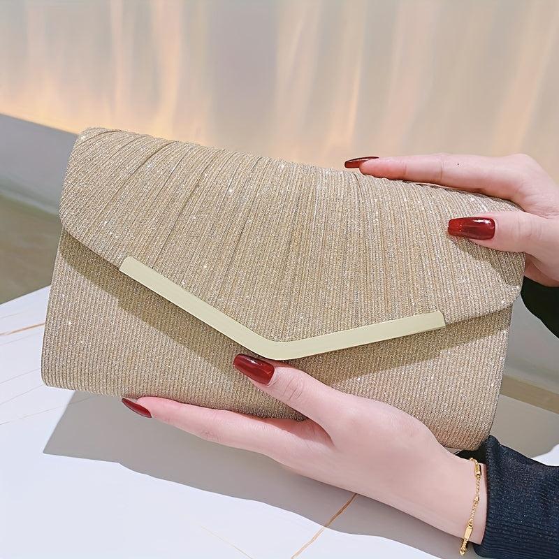 Glitter Envelope Clutch Purse Ruched Evening Bag for Wedding Prom