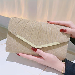 Glitter Envelope Clutch Purse Ruched Evening Bag for Wedding Prom