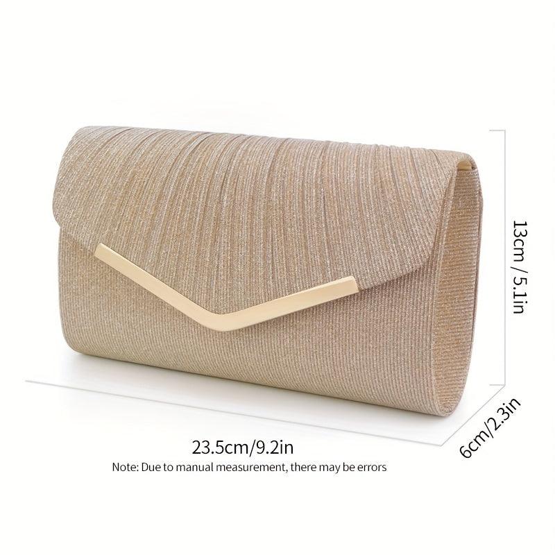 Glitter Envelope Clutch Purse Ruched Evening Bag for Wedding Prom