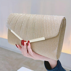 Glitter Envelope Clutch Purse Ruched Evening Bag for Wedding Prom