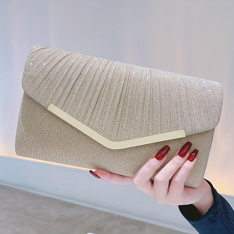 Glitter Envelope Clutch Purse Ruched Evening Bag for Wedding Prom