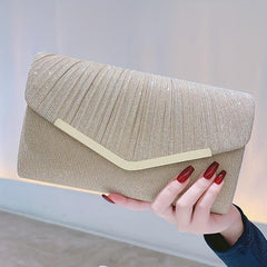 Glitter Envelope Clutch Purse Ruched Evening Bag for Wedding Prom