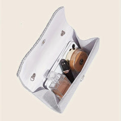 Glitter Ruched Evening Bag Rhinestone Clutch Purse For Party Wedding